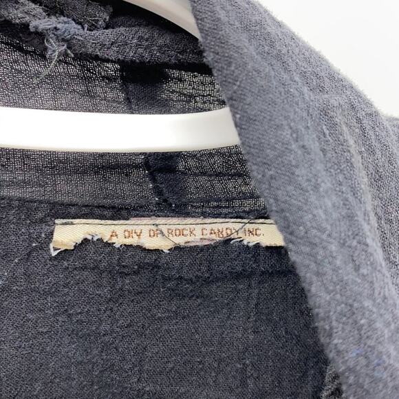 Lagenlook duster charcoal black waterfall kimono western minimalist sz L - Picture 2 of 6